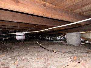 Crawl space foundation with concrete block piers