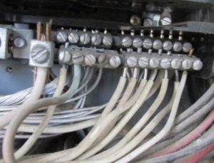 Aluminum electrical wiring showing signs of overheating.